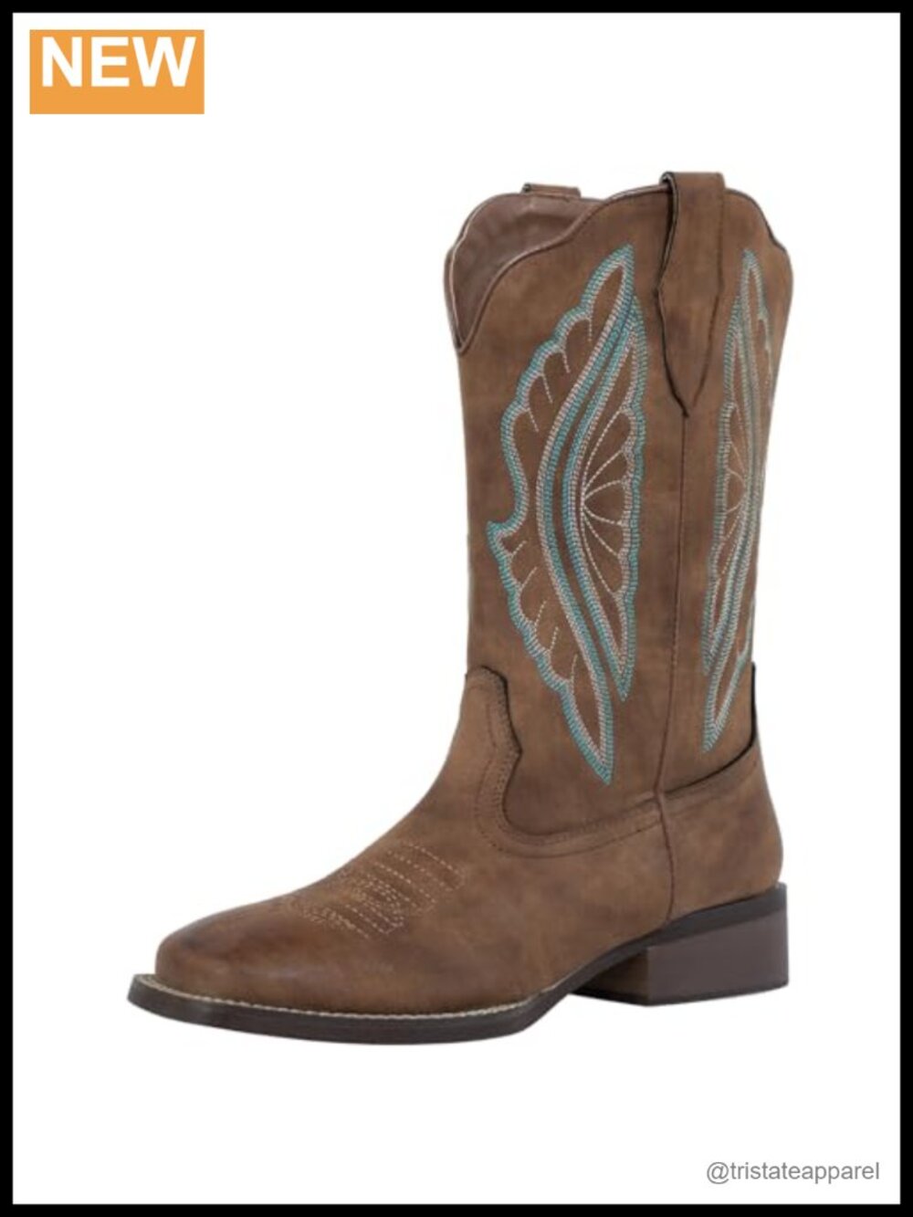 Women's Cowboy Boots Square Toe Wide Calf Embroidered PU Leather Western Work